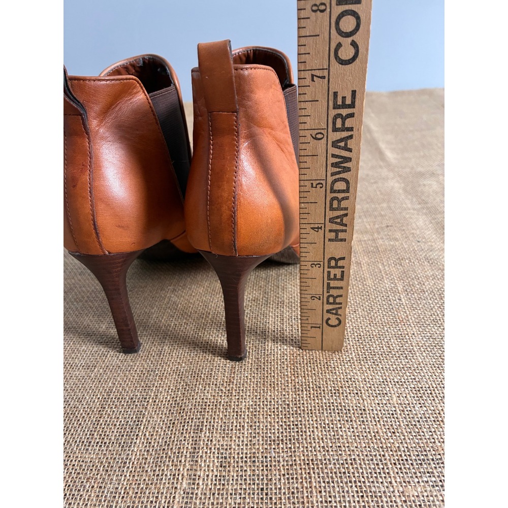 Lauren Ralph Lauren Verla Cognac Leather Pointed Toe Stiletto Ankle Boots 9.5B - Picture 7 of 10